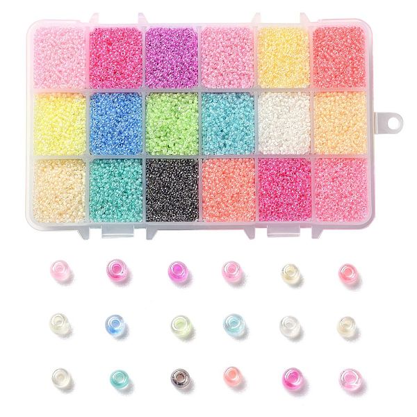 

PandaHall 450G 18 Colors 12/0 Grade A Round Glass Seed Beads, Transparent Inside Colours, Luster Plated, Mixed Color, 2.3x1.5mm, Hole: 1mm..., Multicolor