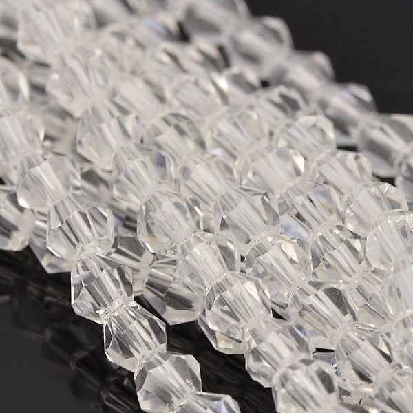 

PandaHall Faceted Bicone Glass Beads Strands, Clear, 4x4mm, Hole: 1mm, about 79pcs/strand, 12.5 inch Glass Bicone Clear