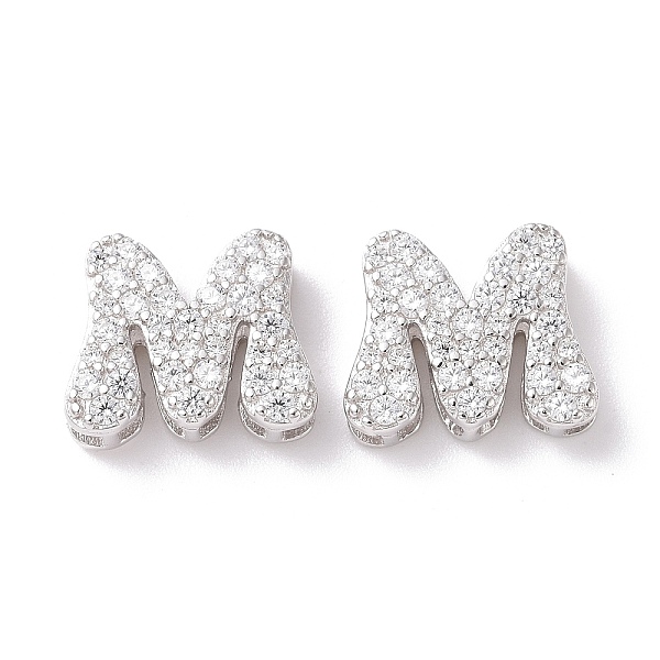 

PandaHall 925 Sterling Silver Micro Pave Cubic Zirconia Beads, Real Platinum Plated, Letter M, 9.5x11x3.5mm, Hole: 2.5x1.5mm Cubic Zirconia...
