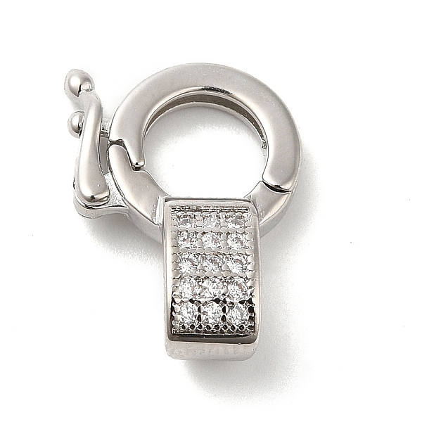 

PandaHall Brass Micro Pave Clear Cubic Zirconia Twister Clasps, Lead Free & Cadmium Free, Long-Lasting Plated, Flat Round, Platinum...