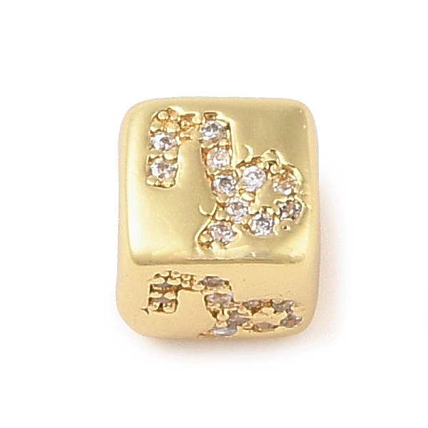 

PandaHall Brass Micro Pave Clear Cubic Zirconia European Beads, Cube, Capricorn, 8x8x7.5mm, Hole: 4.5mm Brass+Cubic Zirconia Capricorn Clear