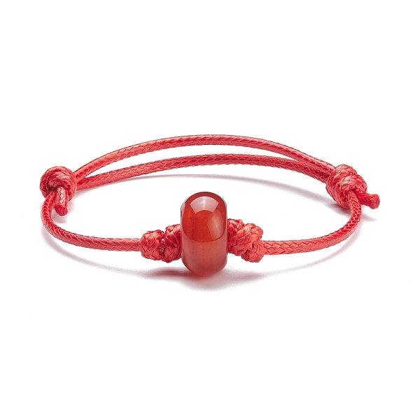 Natural Carnelian Disc Beaded Cord Bracelet