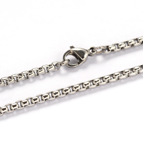

PandaHall 201 Stainless Steel Box Chains Necklaces, with Lobster Claw Clasps, Stainless Steel Color, 21.65 inch(55cm), 2.5mm 201 Stainless...