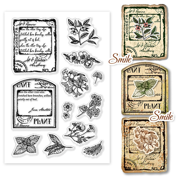 

PandaHall PH Plant Illustration Clear Stamps, Vintage Silicone Stamps PVC Plastic Stamps Transparent Seal Stamps Rubber Stamps Sheets for...
