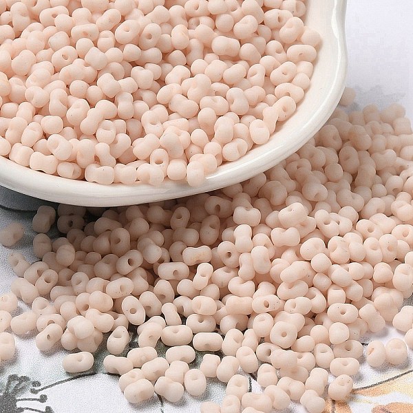 

PandaHall Glass Frosted Seed Beads, Peanut, PeachPuff, 3.5~4x2~2.5x2~2.3mm, Hole: 0.8mm, about 8000pcs/pound Glass Peanut Brown