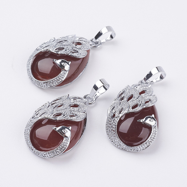 

PandaHall Natural Carnelian Pendants, with Brass Finding, Teardrop with Peacock, Platinum, 33x20x10.5mm, Hole: 5x6.5mm Carnelian Teardrop