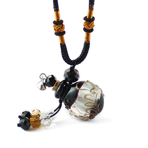 

PandaHall Lampwork Perfume Bottle Pendant Necklace with Glass Beads, Essential Oil Vial Jewelry for Women, Black, 17.7~25.59 inch(45~65cm)...