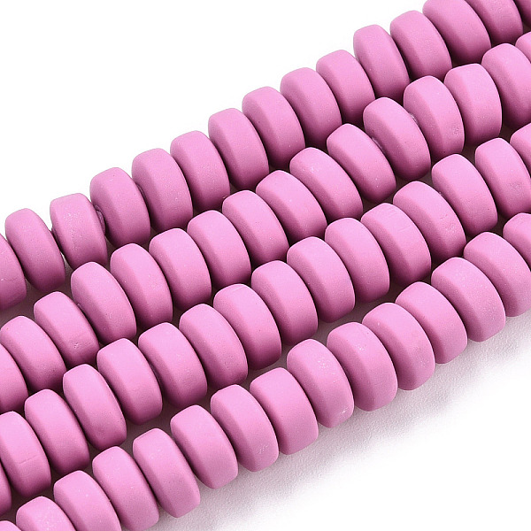 

PandaHall Handmade Polymer Clay Beads Strands, for DIY Jewelry Crafts Supplies, Flat Round, Flamingo, 6~7x3mm, Hole: 1.5mm, about..., Pink