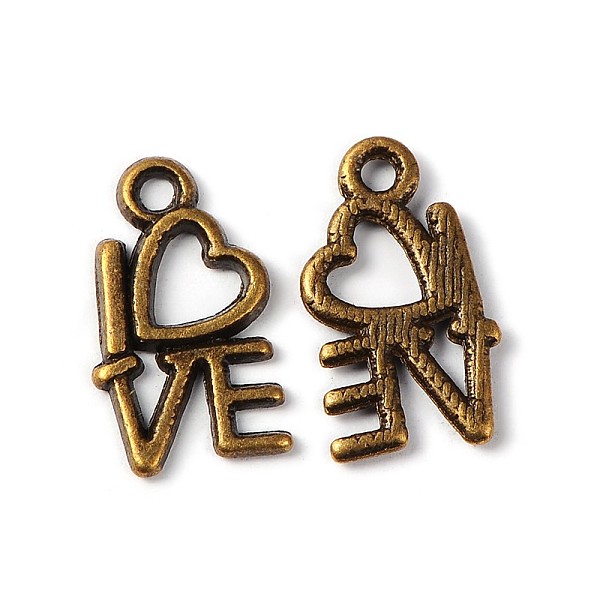

PandaHall For Valentine's Day Tibetan Style Alloy Pendants, Lead Free, Cadmium Free and Nickel Free, Heart with Love, Antique Bronze...