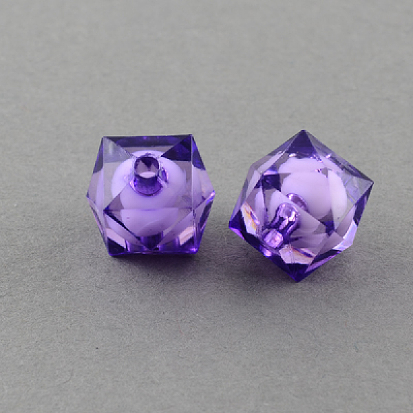 

PandaHall Transparent Acrylic Beads, Bead in Bead, Faceted Cube, Indigo, 10x9x9mm, Hole: 2mm, about 1050pcs/500g Acrylic Cube Purple