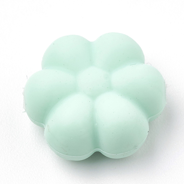

PandaHall Food Grade Eco-Friendly Silicone Beads, Chewing Beads For Teethers, DIY Nursing Necklaces Making, Flowerr, Aquamarine, 14x13x6mm..., Green