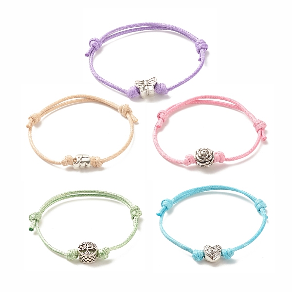 

PandaHall Alloy Beaded Cord Bracelet, Adjustable Bracelet for Women, Mixed Color, Inner Diameter: 1-3/4~3 inch(4.4~7.7cm) Alloy Multicolor