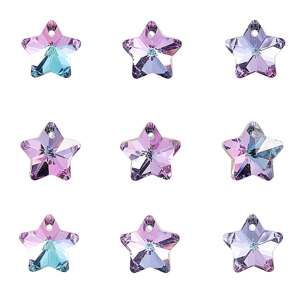 

PandaHall 20Pcs Electroplate Glass Charms, Faceted, Star, Medium Orchid, 13.5x13.5x6.5mm, Hole: 1.2mm Glass Star