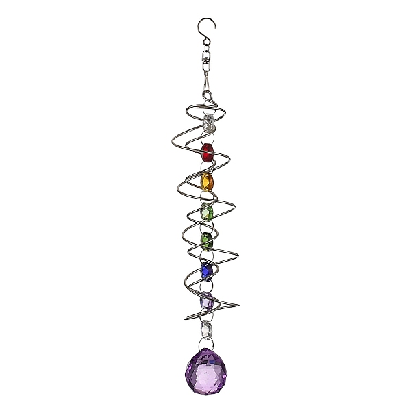 

PandaHall 201 Stainless Steel Pendant Decorations, with Glass Pendant, for Outside Yard and Garden Decoration, Purple, 265mm Stainless Steel...