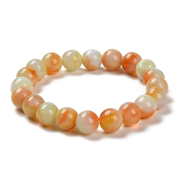 

PandaHall Handmade Lampwork Stretch Bracelets, Round Beaded Bracelets for Women, Sandy Brown, Inner Diameter: 2-1/4 inch(5.6cm), Beads: 10mm..., Orange