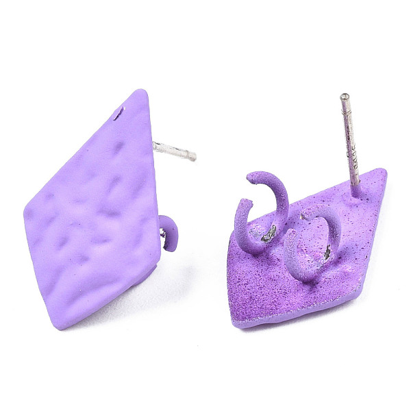 

PandaHall Spray Painted Iron Stud Earring Findings, with Double Vertical Loops, Kite, Medium Purple, 18x11mm, Hole: 3mm, Pin: 0.7mm Iron...