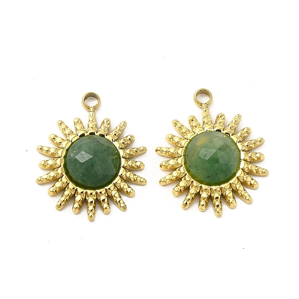 

PandaHall Natural African Jade Pendants, Faceted Sun Charms, with Vacuum Plating Real 18K Gold Plated 201 Stainless Steel Findings...