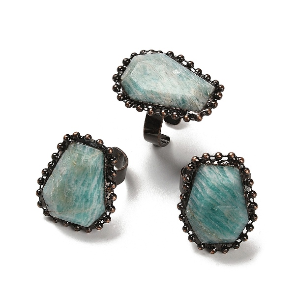 

PandaHall Natural Amazonite Open Cuff Ring, with Brass Findings, Nuggets, Inner Diameter: 17.5~18mm Amazonite Nuggets