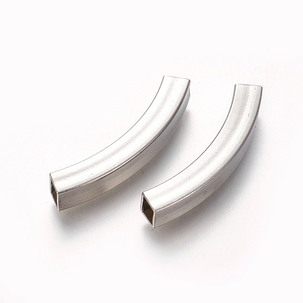 

PandaHall 304 Stainless Steel Tube Beads, Square Hole, Stainless Steel Color, 40x6x6mm, Hole: 5x5mm 304 Stainless Steel Tube