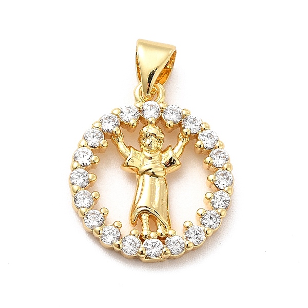 

PandaHall Rack Plating Brass Micro Pave Cubic Zirconia Pendants, Flat Round with Religion Divine Child Jusus Charm, Long-Lasting Plated..., Clear