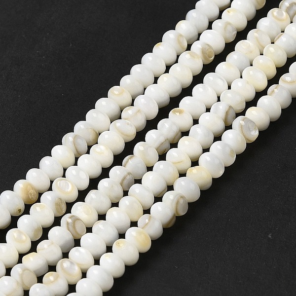 

PandaHall Natural Freshwater Shell Beads Strands, Rondelle, Beige, 5x3mm, Hole: 0.9mm, about 114~115pcs/strand, 15.31~15.43''(38.9~39.2cm)..., Yellow