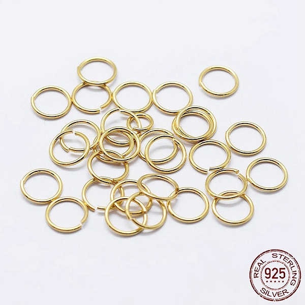 PandaHall 925 Sterling Silver Open Jump Rings, Round Rings, Real 18K Gold Plated, 24 Gauge, 5x0.5mm, Inner Diameter: 4mm, about 344pcs/10g...