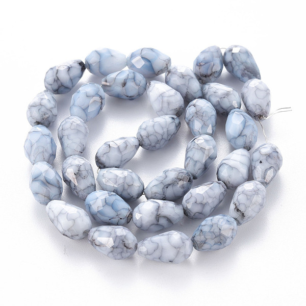 

PandaHall Opaque Baking Painted Crackle Glass Beads Strands, Teardrop, Faceted, Gainsboro, 10.5~12x8mm, Hole: 1.5mm, about 33~34pcs/strand..., Gray