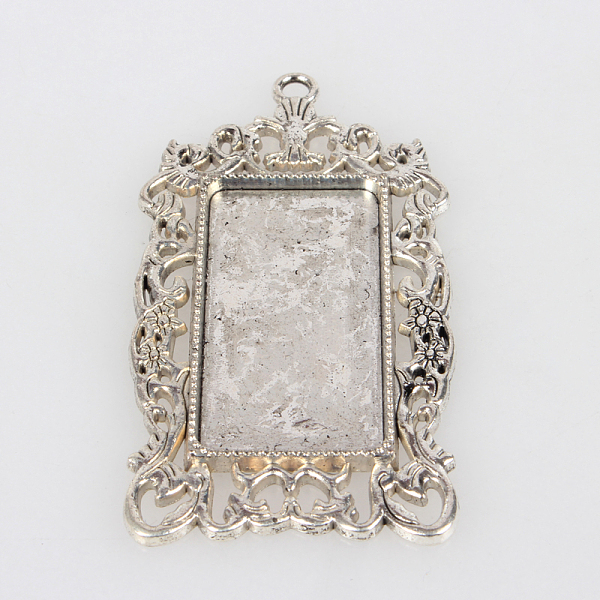 

PandaHall Vintage Tibetan Style Alloy Large Pendant Cabochon Bezel Settings, Cadmium Free & Lead Free, Antique Silver, Rectangle Tray...