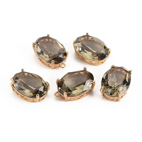 

PandaHall Transparent Glass Pendants, with Brass Prong Settings, Faceted, Oval, Light Gold, Olive, 20x13x8.5mm, Hole: 1.5mm Brass+Glass Oval..., Green
