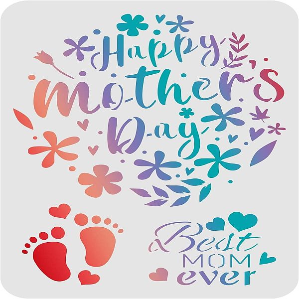 

PandaHall FINGERINSPIRE Happy Mother's Day Stencils 29.7x21cm Flower Wreath Baby Foot Pattern Decoration Stencils Best Mom Ever Drawing...