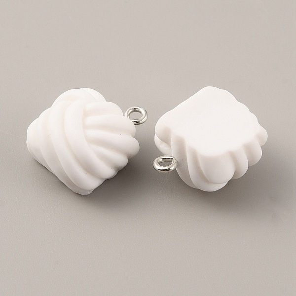 

PandaHall Opaque Resin Pendants, Frosted Square Yarn Ball Charms, with Platinum Tone Iron Findings, White, 20x15.5x11mm, Hole: 2mm...
