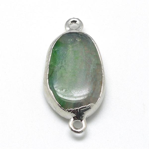 

PandaHall Natural Agate Links connectors, with Brass Findings, Dyed, Oval, Platinum, Mixed Color, 32~35x16~20x6~8mm, Hole: 2mm Natural Agate..., Multicolor