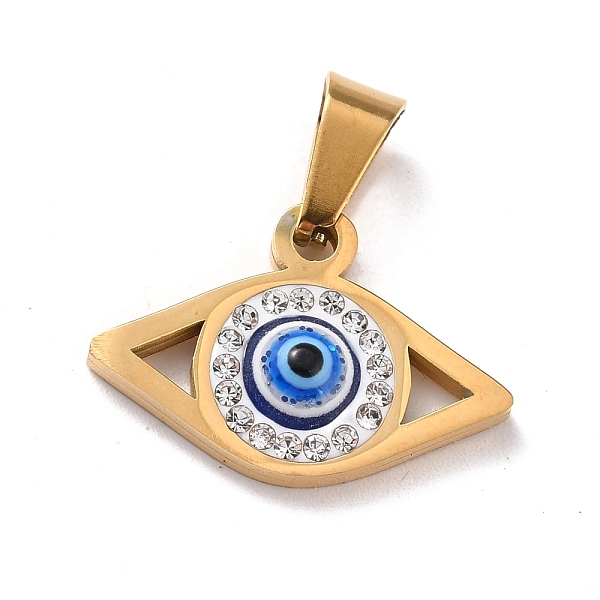 

PandaHall 304 Stainless Steel Pendants, with Polymer Clay Rhinestone and Evil Eye Resin Round Beads, 201 Stainless Steel Bails, Eye, Blue...