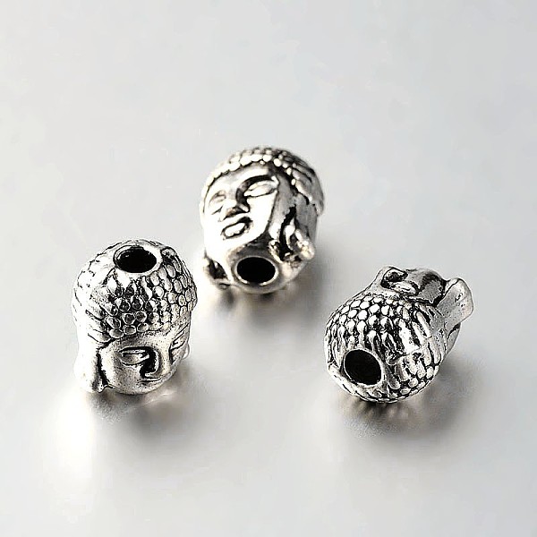 

PandaHall Tibetan Style Alloy 3D Buddha Head Beads, Cadmium Free & Lead Free, Antique Silver, 10x8.5x8mm, Hole: 2mm Alloy Human