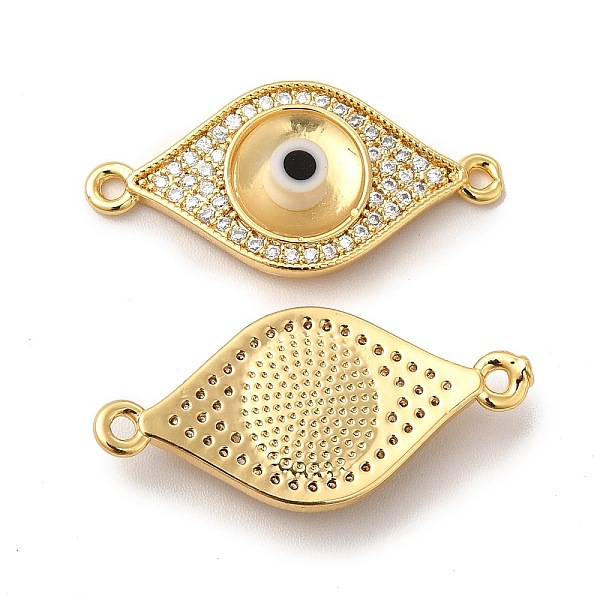 

PandaHall Rack Plating Real 18K Gold Plated Brass Micro Pave Clear Cubic Zirconia Connector Charms, Evil Eye Links with Handmade Lampwork...
