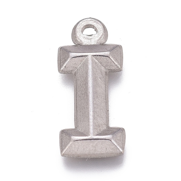 PandaHall 304 Stainless Steel Pendants, Alphabet, Letter. I, 16x7x2mm, Hole: 1mm 304 Stainless Steel Letter