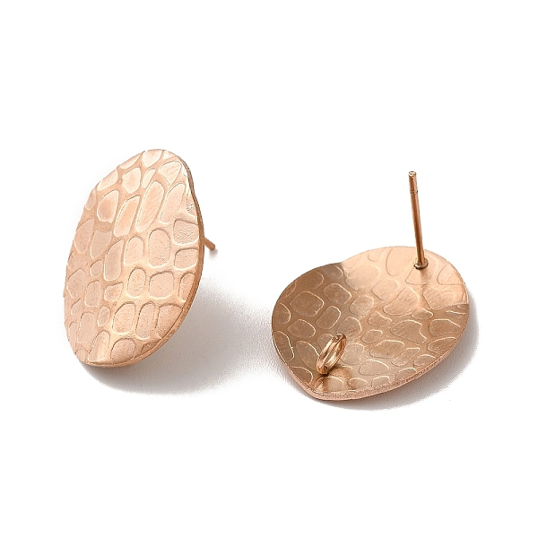 

PandaHall Ion Plating(IP) 304 Stainless Steel Stud Earrings Findings, with Vertical Loop, Textured Oval, Rose Gold, 20x16mm, Hole: 2.5mm...
