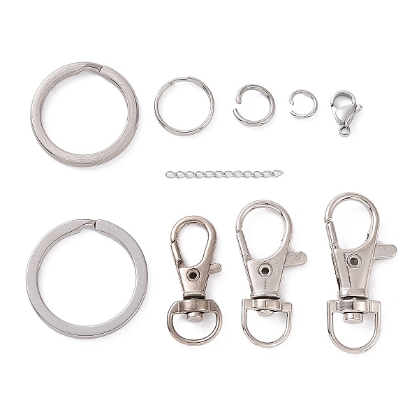 

PandaHall DIY Keychain Making Kit, Including Alloy Swivel Lobster Claw Clasps, 304 Stainless Steel Jump Rings & Curb Chains Extender &...