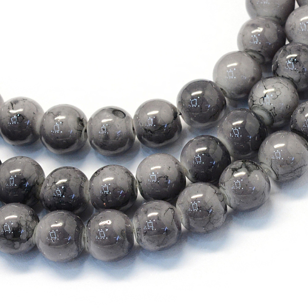 

PandaHall Baking Painted Glass Round Bead Strands, Gray, 8.5~9mm, Hole: 1.5mm, about 100~105pcs/strand, 31.8 inch Glass Round Gray