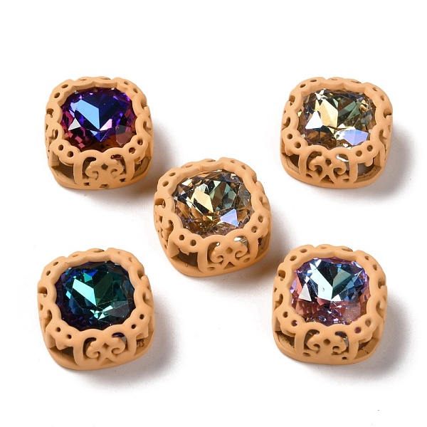 

PandaHall Sew on Rhinestone, Glass Rhinestone, with Brass Findings, Garments Accessories, Squre, Mixed Color, Light Salmon, 12.5x12.5x6.3mm..., Multicolor