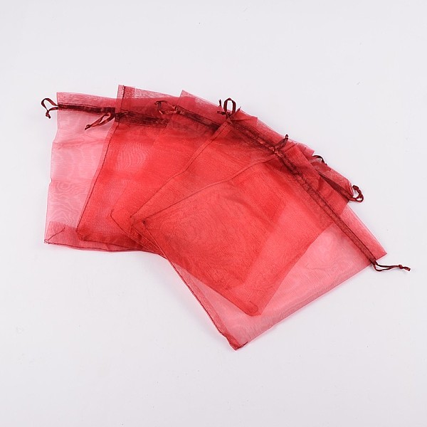 

PandaHall Organza Bags, with Ribbons, Mother's Day Gift Bags , Rectangle, Dark Red, Size: about 14cm wide, 17cm long Organza Rectangle