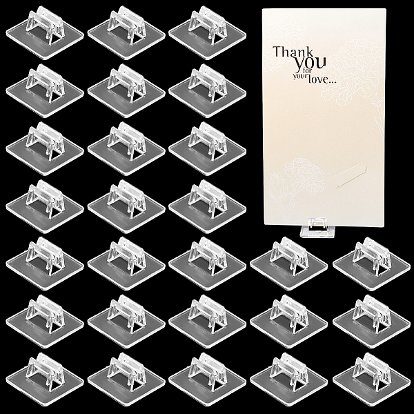 

PandaHall CRASPIRE 80Pcs Card Stands Translucent Plastic Card Holders Square Game Card Stands Paper Miniature Bases Clear Business Card...