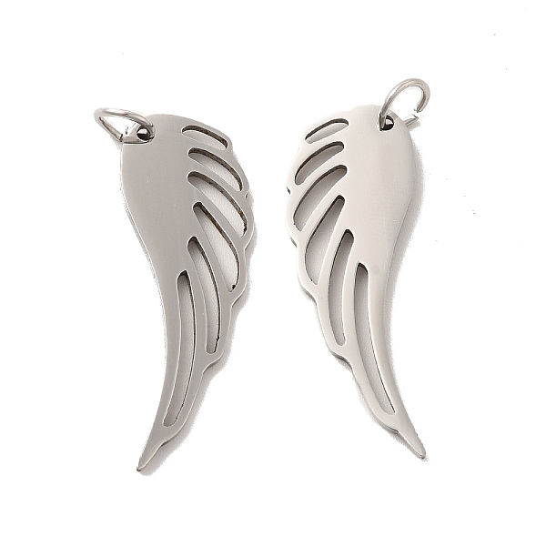

PandaHall 201 Stainless Steel Pendants, with Jump Ring, Wing Charms, Stainless Steel Color, 34x12x1.4mm, Hole: 4.4mm 201 Stainless Steel...