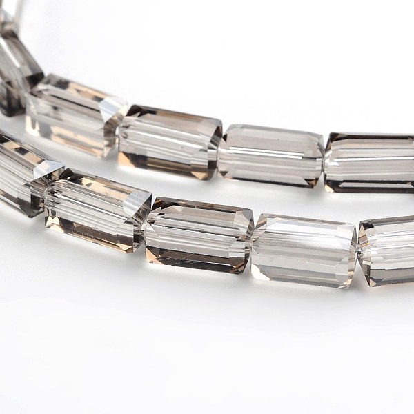 

PandaHall Pearl Luster Plated Faceted Cuboid Electroplate Glass Beads Strands, Light Grey, 8x4x4mm, Hole: 1mm, about 50pcs/strand, 16 inch..., Gray