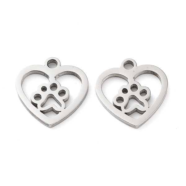 

PandaHall 316 Surgical Stainless Steel Charms, Manual Polishing, Heart with Paw Print Charms, Stainless Steel Color, 13x12.5x1.5mm, Hole...