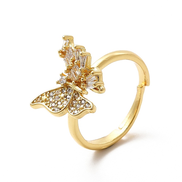 

PandaHall Cubic Zirconia Butterfly Open Cuff Ring, Real 18K Gold Plated Jewelry for Women, Clear, US Size 7 3/4(17.9mm) Brass+Cubic Zirconia...