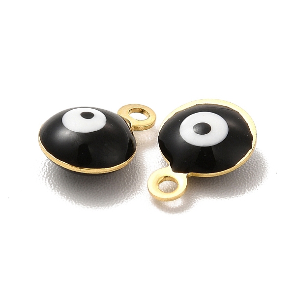 

PandaHall 304 Stainless Steel Evil Eye Enamel Charms, Flat Round Charm, Golden, Black, 7.5x6x3mm, Hole: 1mm Stainless Steel+Enamel Flat...