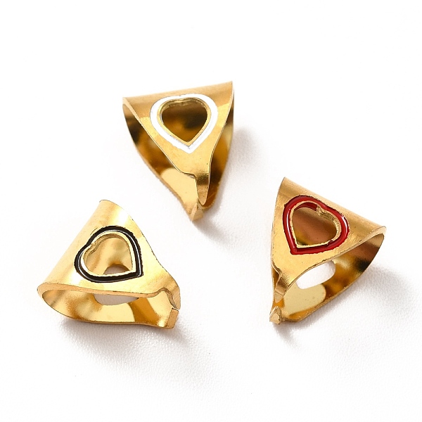 

PandaHall 304 Stainless Steel Snap on Bails, with Enamel, Heart, Golden, Mixed Color, 9x8x7mm, Pin: 1mm 304 Stainless Steel Multicolor