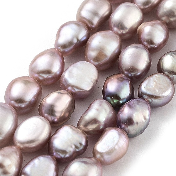 

PandaHall Natural Cultured Freshwater Pearl Beads Strands, Two Sides Polished, Grade 5A, Thistle, 8~9mm, Hole: 0.5mm, about 19pcs/strand..., Purple