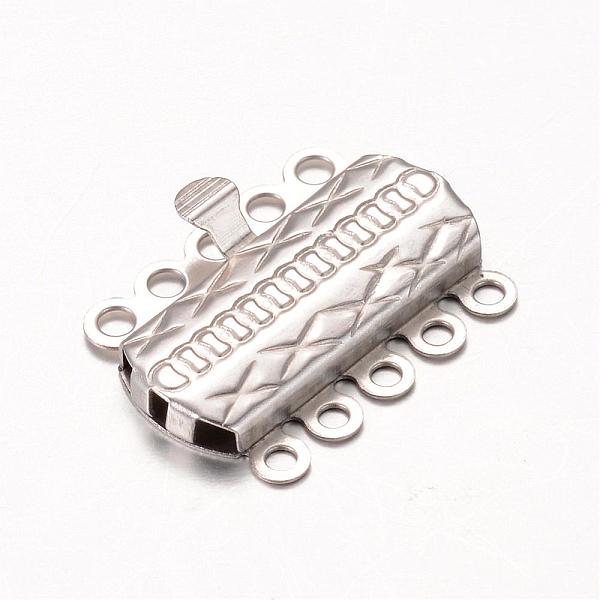 

PandaHall Rectangle 304 Stainless Steel Box Clasps, Stainless Steel Color, 19.5x14.5x2.8mm, Hole: 1.5mm 304 Stainless Steel Rectangle